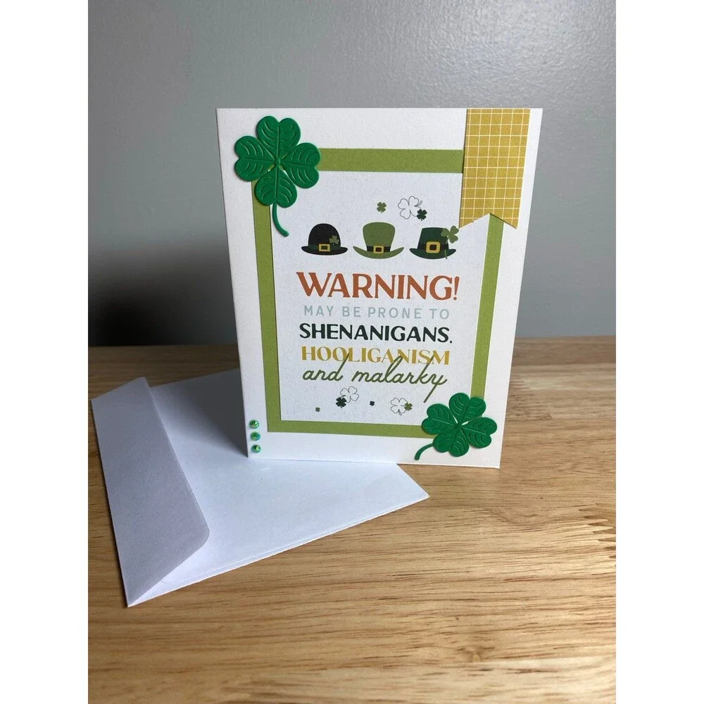 Handmade St. Patrick’s Day Blank Greeting Card A2 & Envelope